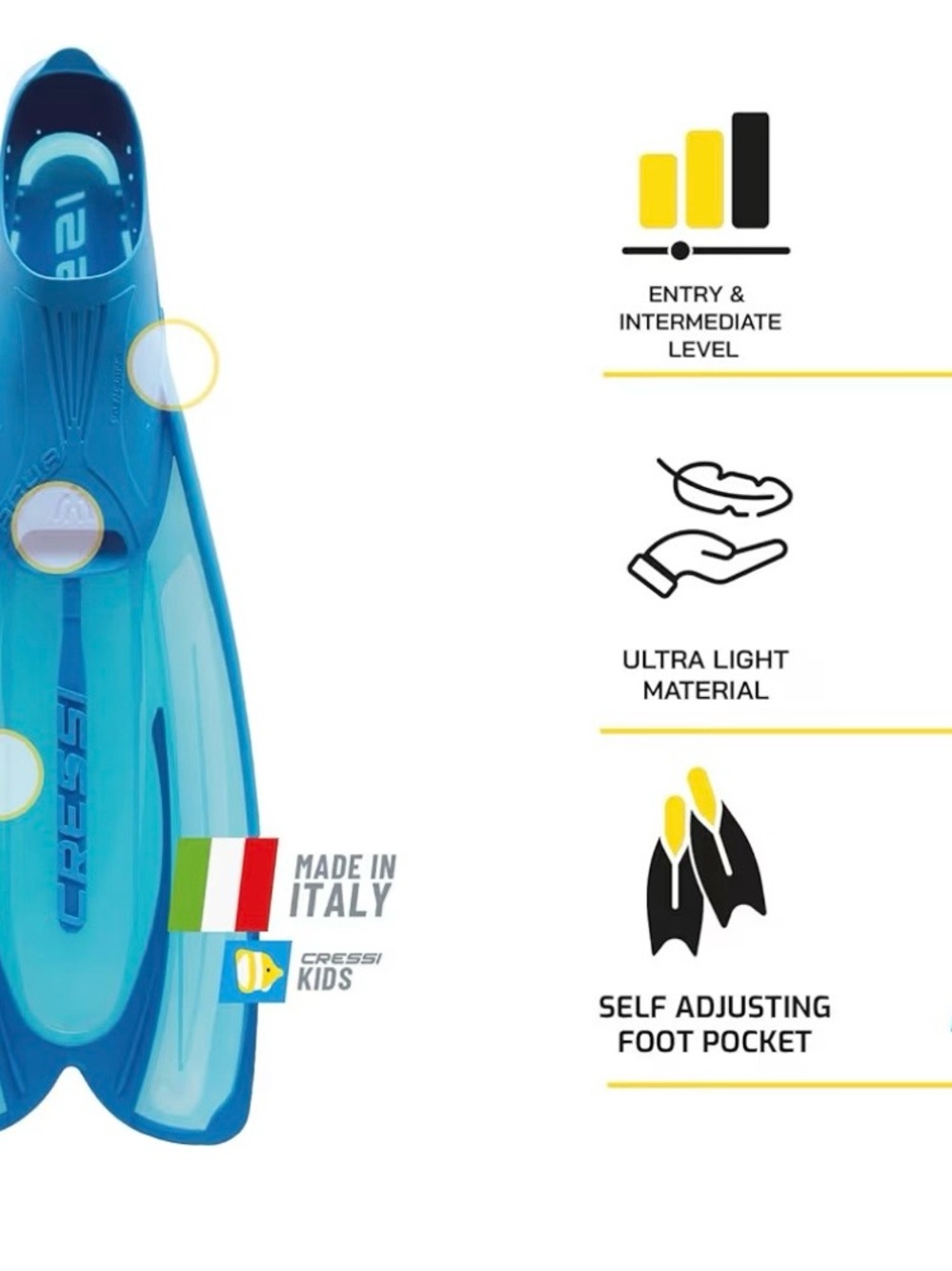 Cressi - Agua Fins Adult - Aqua Blue Size 39/40 Full Foot Made In Italy NEW - Picture 4 of 12